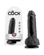 Dildo Realístico C/ Testículos King Cock 7" Preto