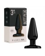 Plug Anal em Borracha Plug & Play 3" Preto Conjunto