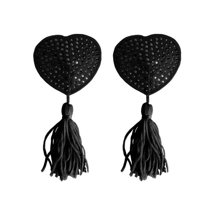 Cobertura Mamilos Ouch! Heart Nipple Tassels Pretos