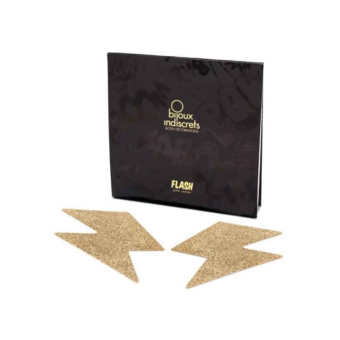 Cobertura Mamilos Flash Glitter Bolt Bijoux Indiscrets Dourados Conjunto