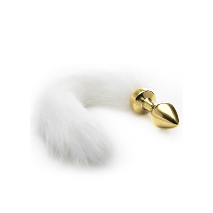 Plug Anal Dourado C/ Cauda Branca