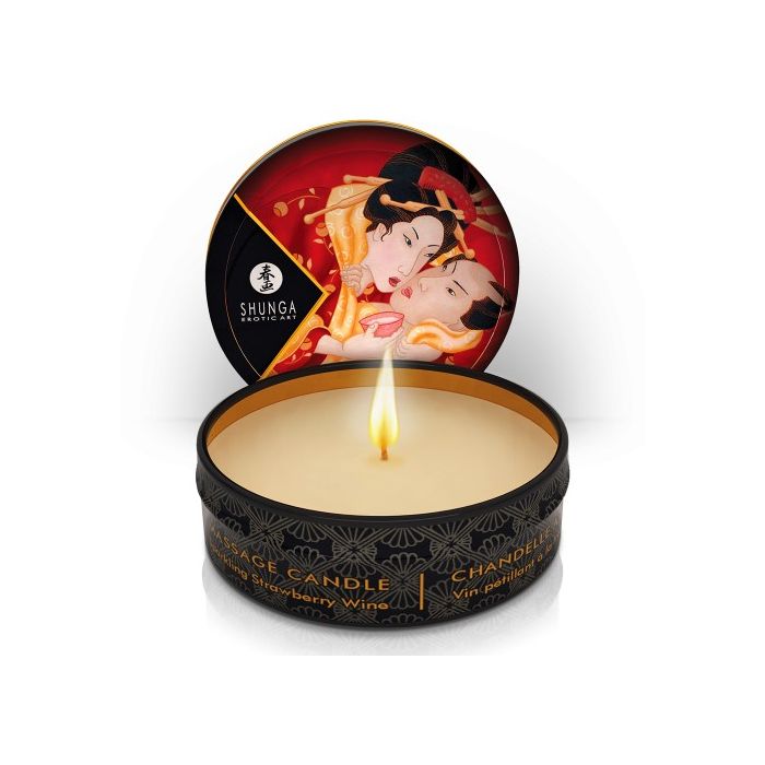 Vela de Massagem Afrodisíaca Shunga Champanhe & Morango (30 ml)