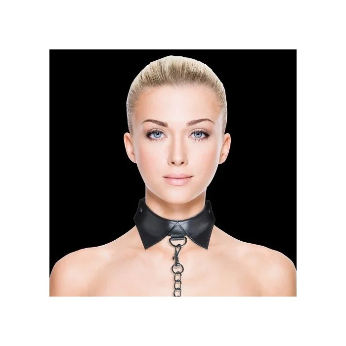 Coleira C/ Trela Ouch! Exclusive Collar With Leash Preta Promo
