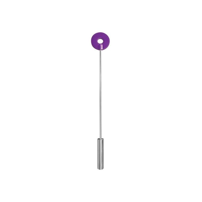 Chibata Ouch! Leather Circle Tipped Metal Crop Roxa
