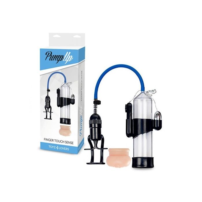 Bomba de Vácuo Vibratória C/ Masturbador Finger Touch Sense Transparente Conjunto