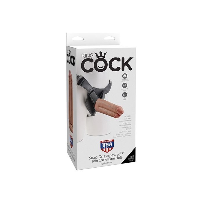 Strap On Two Cocks One Hole King Cock Strap-On Harness With 7