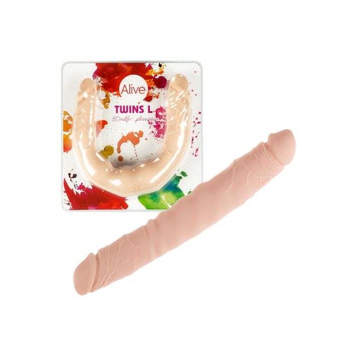 Dildo Duplo Realístico Alive Twins L Branco