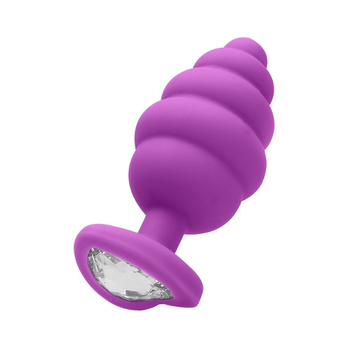 Plug Anal Large Ribbed Diamond Heart Plug Roxo