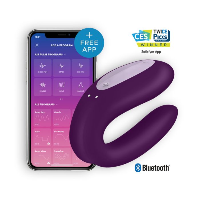 Vibrador Recarregável Satisfyer Double Joy C/ APP Roxo