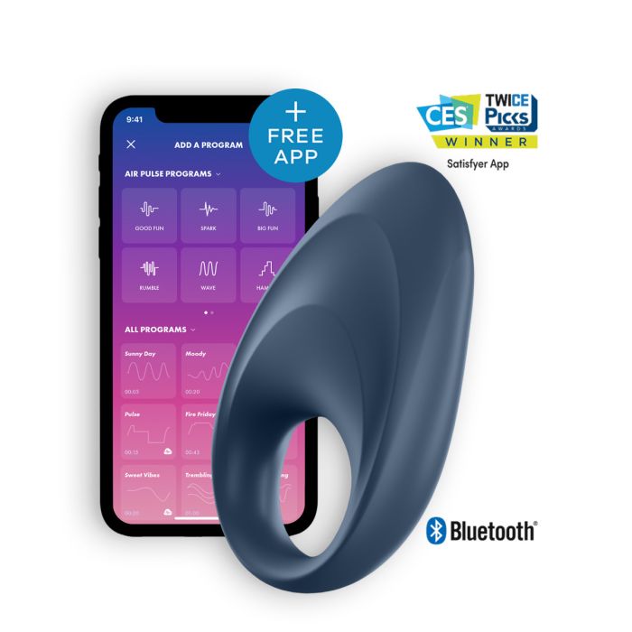 Anel Vibratório Recarregável C/ APP e Bluetooth Mighty One Ring Satisfyer Azul