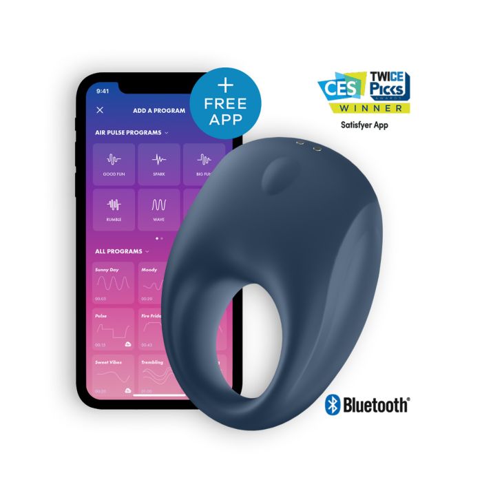 Anel Vibratório Recarregável C/ APP e Bluetooth Strong One Ring Satisfyer Azul