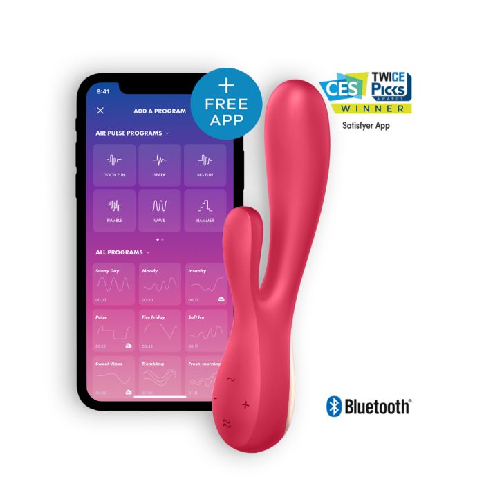 Vibrador Recarregável Satisfyer C/ APP e Bluetooth Mono Flex Vermelho