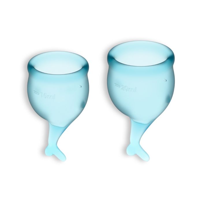 Conjunto de 2 Copos Menstruais Satisfyer Feel Secure Azul Claro