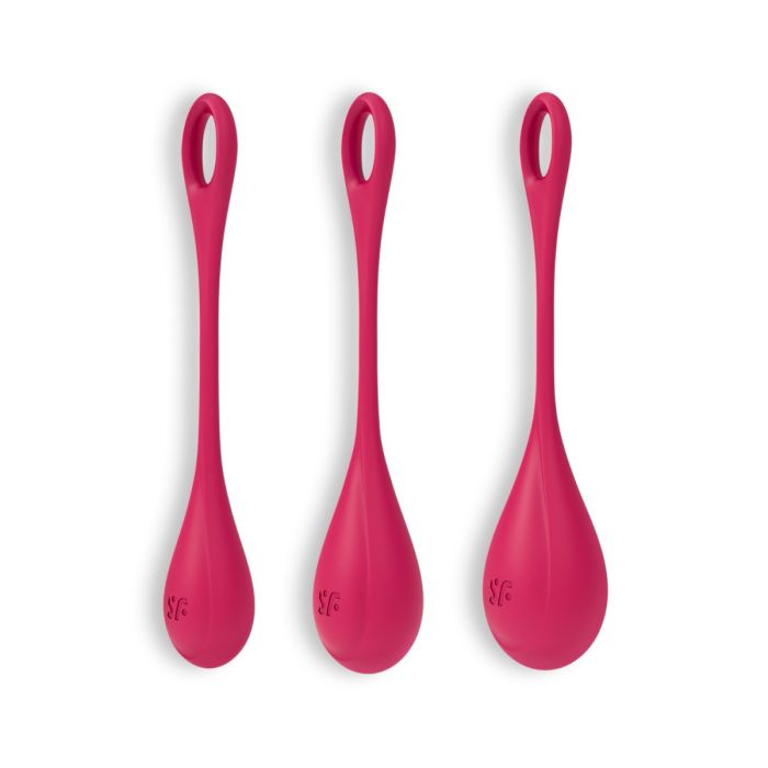 Conjunto de 3 Bolas Kegel Yoni Power 1 Satisfyer Vermelhas