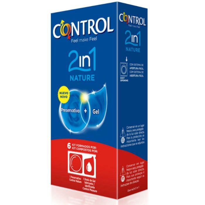 Kit Preservativos + Lubrificante Control 2 em 1 Nature (6 Un) Caixa