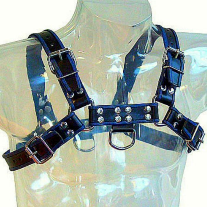 Arnês Corporal Leather Body Chest Bulldog Azul