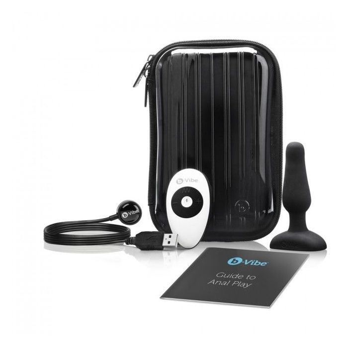 Plug Anal Recarregável C/ Comando B-Vibe Novice Preto Conjunto
