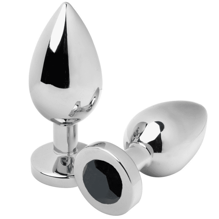 Plug Anal Metal Hard Plug Diamond Preto Cristal Pequeno