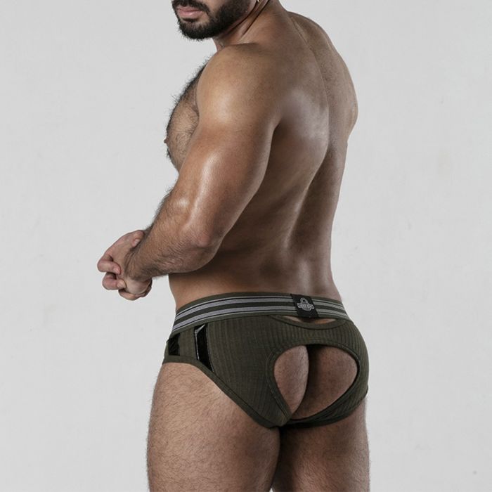 Cueca Backroom Bottomless Locker Gear Caqui Trás
