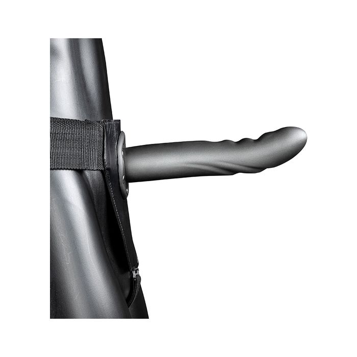 Strap On Ouch! Hollow Strap-On Textured Curved Metallic Cinzento Metalizado