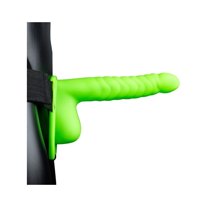 Strap On Ouch! Hollow Strap-On Ribbed Verde Neon