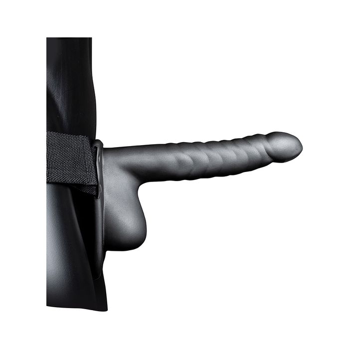 Strap On Ouch! Hollow Strap-On Ribbed GunMetal