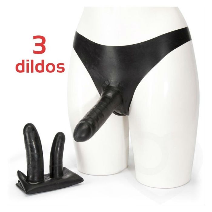 Strap On Cuecas Latex Penetrator Pele Branca - 3 Dildos