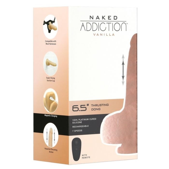 Vibrador Realístico C/ Função Vai-Vem Telecomandado Naked Addiction Thrusting Dong Vanilla 6,5