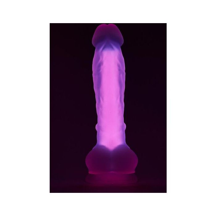 Dildo Realístico C/ Escroto DreamToys Radiant Glow in the Dark Rosa