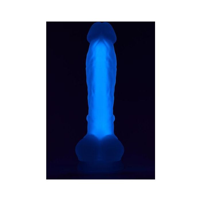 Dildo Realístico C/ Escroto DreamToys Radiant Glow in the Dark Roxo