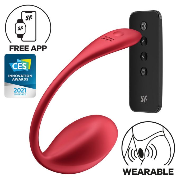 Ovo Vibratório Recarregável Satisfyer Ribbed Petal Connect APP Vermelho