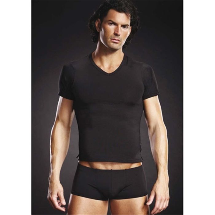 T-Shirt Performance Microfiber V-Neck Preta