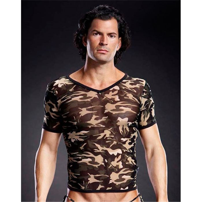 T-Shirt Performance Microfiber V-Neck Camuflagem Frente