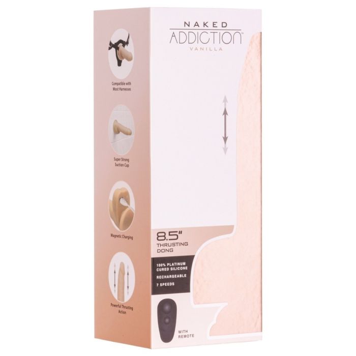Vibrador Realístico C/ Função Vai-Vem Telecomandado Naked Addiction Thrusting Dong Vanilla 8,5