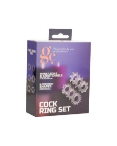 Conjunto de 6 Anéis Cock Ring Set Gc Transparentes Caixa