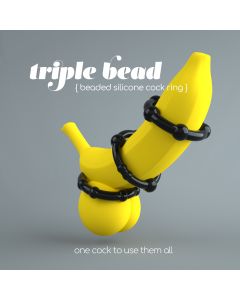 Conjunto de 3 Anéis Crushious Triple Bead Pretos Promo