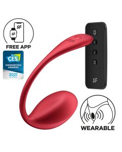 Ovo Vibratório Recarregável Satisfyer Ribbed Petal Connect APP Vermelho